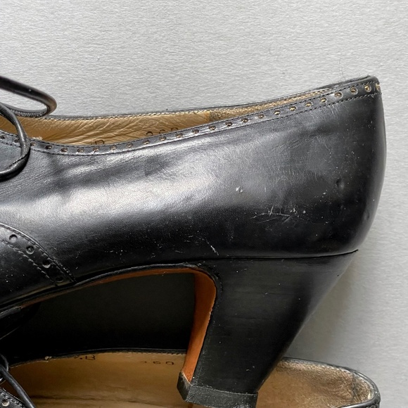 Salvatore Ferragamo Black Leather Flamenco Dance Shoes style Pumps with Laces - Picture 14 of 16